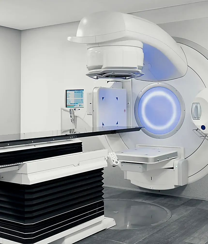 Linear accelerator in a radiotherapy suite