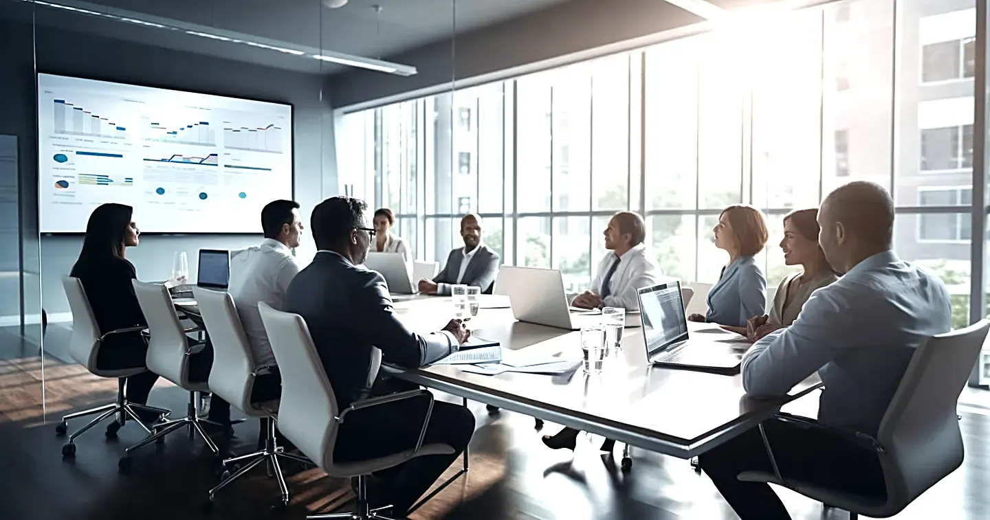 Management team in a project meeting